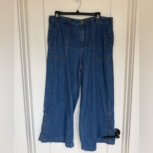 Anthropologie Pilcro And The Letterpress Jeans Womens 32 Blue Wide Leg